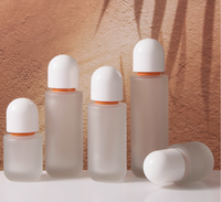 Flacon de lotion en verre premium de 150 ml avec pompe à pression, emballage cosmétique, conteneur vide pour eau, essence, soin de la peau, design rouge et blanc