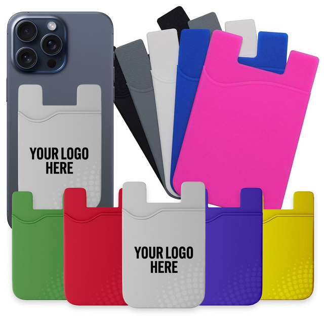 Custom Print Phone Credit Card Holder Id Cellphone Adhesive Sticker Pocket Silicone Smartphone Wallet
