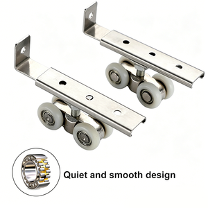Kit de roulettes métalliques à 4 roues pour meubles, avec roulement à billes, pour porte de <span class=keywords><strong>placard</strong></span>, armoire ou porte de grange - Product Image 5