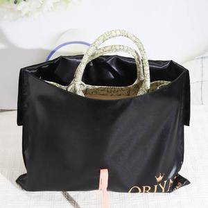 Toptan siyah saten zarf hediye saç çanta ile şerit özel Logo toz ipek Bikini iç çamaşırı saç paket ambalaj saten çanta - Product Image 4