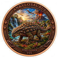 Pièce de monnaie commémorative en cuivre fin 999 de 1 once Troy, colorée UV en relief, représentant un dinosaure préhistorique, objet de collection et souvenir