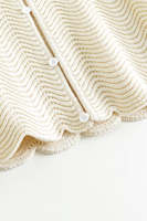 Kemeja Rajut Pria Katun Custom dengan Jahitan Gelombang Terbuka dan Kancing, Warna Ivory, OEM ODM Knitwear