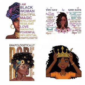 100 + Styles ragazza nera Afro schermo di trasferimento di calore personalizzato bella donna ferro su adesivi di trasferimento per le magliette per la storia nera - Product Image 4