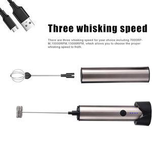 <span class=keywords><strong>Mousseur</strong></span> à lait portatif, <span class=keywords><strong>mousseur</strong></span> à lait électrique avec 2 fouets, 3 vitesses, mixeur à boissons rechargeable, <span class=keywords><strong>mousseur</strong></span> à café électrique avec support - Product Image 4
