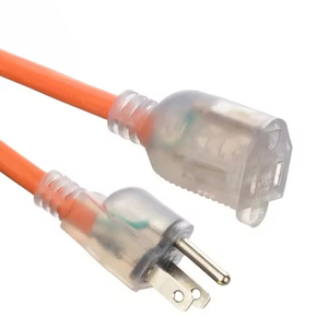 Câble d'alimentation extérieur robuste SJTW NEMA 5-15P avec embout lumineux 8/10/12 AWG, rallonge résistante aux intempéries pour jardin et terrasse - Product Image 1