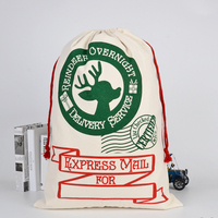 Sacs de Noël personnalisés en gros, grands sacs en toile de coton avec cordon de serrage, sacs cadeaux avec logo personnalisé imprimé pour les cadeaux de Noël