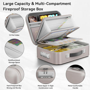 ポータブルEVA耐火防水ロック付きハードドキュメントボックスバッグ（家庭用、法務、保険、A4書類保管用） - Product Image 4