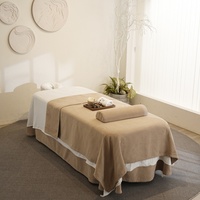 Ensemble de jupe de table de massage Spa couvre-lits de beauté de couleur unie pour le massage de physiothérapie du corps-Ensemble de draps faciaux kaki