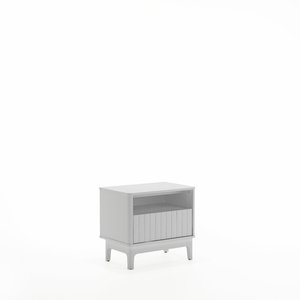 Mesita de Noche Moderna de Madera Blanca con 2 Cajones y Frente Acanalado - Product Image 2