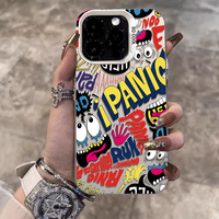Ins Design Street Doodle Graffiti Chicken Tracks IMD Housse de téléphone antichoc pour iPhone 16 15 Pro Max 14 13 12 11mini