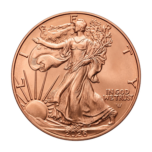 Moneta Commemorativa Patriottica 2026 da 1 oz in Rame Puro con Stampa UV, Motivo Walking Liberty e Aquila Americana - Product Image 1