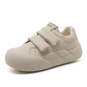 Hermosas zapatillas deportivas con punta redonda y velcro, zapatos deportivos blancos versátiles para mujer, zapatos deportivos minimalistas de moda para primavera y otoño - Product Image 1