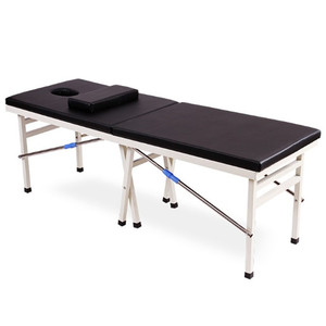 Table de massage pliante bleue portable pour usage domestique, physiothérapie et esthétique avec appui-tête et découpe pour la nuque - Product Image 3