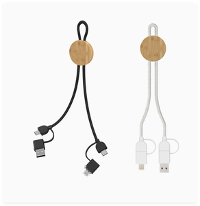 สายชาร์จเร็ว 5-in-1 USB-C PD พร้อมไฟ LED แสดงโลโก้ วัสดุทำจากฟางข้าวและไม้ เป็นมิตรต่อสิ่งแวดล้อม รองรับกระแสไฟ 3A สำหรับโทรศัพท์มือถือ เหมาะสำหรับเป็นของขวัญส่งเสริมการขาย - Product Image 2