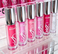Huile à lèvres repulpante rose Siyiping Vagan, marque privée, huile à lèvres scintillante de luxe, emballage brillant, tubes de rouge à lèvres pour enfants, maquillage en gros