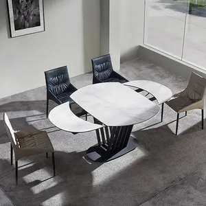 Licht Luxe Ovale Marmeren Stijl Rock Plaat Top Eettafel En Chiars Set Restaurant Dinining Meubels