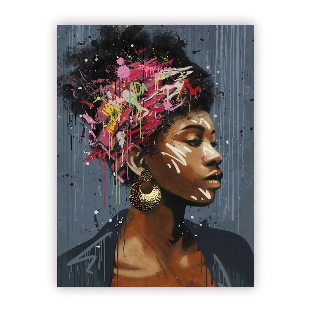 HONGYA Abstract African Woman Portrait Canvas Painting Posters and Prints Modern Wall Art Pictures for Home Living Room Decor