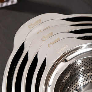 Colador de acero inoxidable con asa, juego de coladores para lavar arroz, tazón mezclador para verduras, frutas, <span class=keywords><strong>pasta</strong></span>, drenaje de cocina - Product Image 4