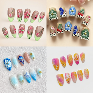 <span class=keywords><strong>Uñas</strong></span> Artificiales Cortas Cuadradas Color Rosa Pálido, Talladas en 3D con Flores, Pintadas a Mano, <span class=keywords><strong>de</strong></span> Alta Calidad, Novedad al por Mayor - Product Image 5