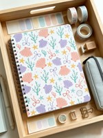 Carnet à spirales à motifs pastel, pages intérieures lignées en grille, coins arrondis, bloc-notes personnalisé pour l'écriture des étudiants