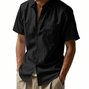 Camicia da Uomo Casual a Maniche Corte/Lunghe, Elasticizzata, Antipiega, Tinta Unita, Slim Fit, Elegante per Business - Product Image 3