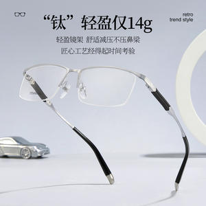 Monture de lunettes demi-cerclée Commerce Titanium S9049, taille moyenne, unisexe, verres acryliques, origine Danyang - Product Image 5