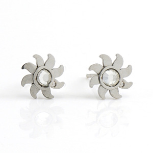 ZOGXIN Flower <b>Stud</b> Earrings Gold Steel Color Bezel Setting <b>Titanium</b> Steel For Women - Product Image 5