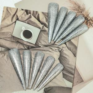 Faux ongles à presser faits main, couvrance totale, forme cercueil longue, en acrylique de luxe, avec papillons 3D et French manucure, haute qualité, pour vente en gros - Product Image 1