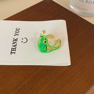 Alloy Oil Drip Tree <strong>Frog</strong> <strong>Ring</strong> Green Quirky <strong>Frog</strong> <strong>Ring</strong> Niche Design Blue <strong>Frog</strong> Couple's <strong>Rings</strong> Opening Adjustable Jewelry - Product Image 2