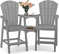 Ensemble de 2 chaises Adirondack hautes GSD pour l'extérieur avec plateaux de connexion doubles, chaises de bar pliables en plastique HDPE, tabourets de bar pour balcon