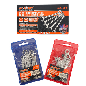 Ensemble de 20 <span class=keywords><strong>mini</strong></span>-clés, clés combinées métriques et SAE fines avec extrémité en boîte et extrémité ouverte, jeu de clés à douille en acier au carbone - Product Image 3