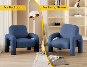 เก้าอี้ที่เน้นความทันสมัยเก้าอี้ด้านข้างหุ้มเบาะนั่งสบายโซฟาเดี่ยวน่ารักสำหรับห้องนั่งเล่นห้องนอนสีฟ้า - Product Image 5