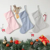 Chaussette de Noël personnalisée en lin minimaliste, broderie sur mesure, chaussette familiale scandinave neutre vierge pour la décoration de fête
