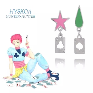 Pendientes colgantes de aleación con forma de lágrima y póker de estrella Rosa artesanal de Metal de alta calidad para los fanáticos de Anime Hunter <span class=keywords><strong>Hisoka</strong></span> <span class=keywords><strong>Cosplay</strong></span> - Product Image 2