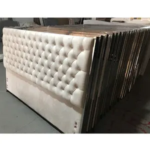 Luxury white crushed velvet modern fabric king size bed frame button high headboard double bed