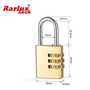 Rarlux 3 cifre password lucchetto tsa borsa per bagagli codice rame lucchetto a combinazione in ottone a quattro numeri