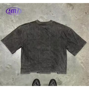 Camiseta Corta de Algodón 100% Tejido con Dobladillo Irregular y Hombro Caído, Estilo Vintage Casual de Media Manga para Verano - <span class=keywords><strong>Moda</strong></span> Urbana - Product Image 5
