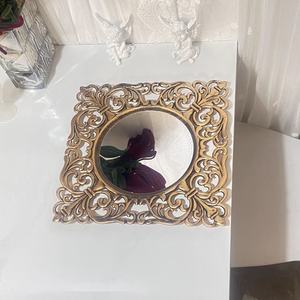 Wedding Events Party 12" Gold Mirror <strong>Square</strong> Plastic Charger <strong>Plates</strong> with Embossed Rims for Table <strong>Setting</strong> - Product Image 1