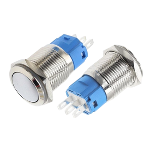 YUHE YH-JSR16 16MM Stainless Steel Flat Head Button Industrial Control Silver Color IP65 Rated 220V - Product Image 2