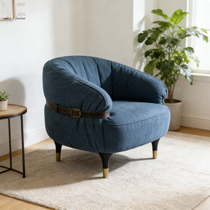 Sillón de Diseño Escandinavo de Mediados de Siglo, Sofá Individual Minimalista Azul, Sillas Decorativas de Ocio para Sala de Estar - Product Image 2