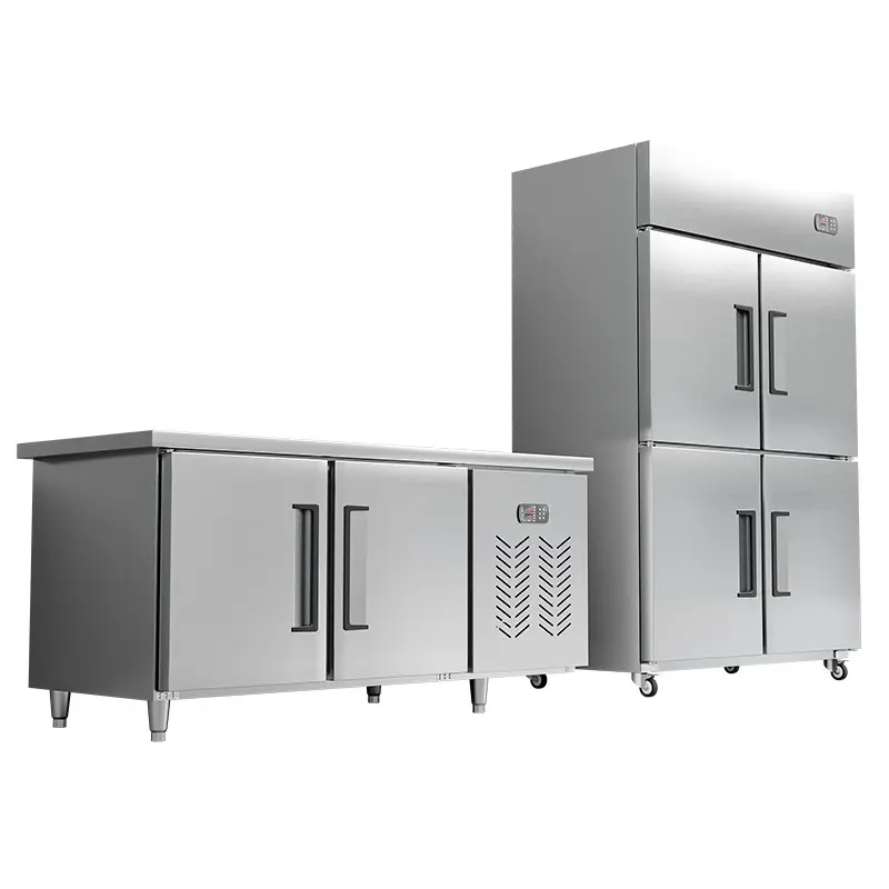 Stainless Steel Upright Kulkas Dapur Peralatan Chiller