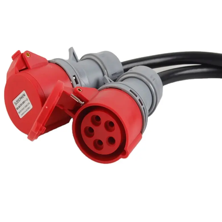 Cable de extensión IP44 rojo impermeable 5P32A 5P16A con cable adaptador de enchufe industrial cable de alimentación Y cable de alimentación de goma dividido