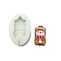 Moule en silicone en forme d'animal de Noël mignon pour la cuisson de chocolat, de mousse au chocolat française, de sucettes, de savon, moules à résine époxy