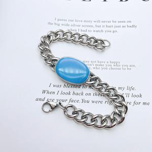 Pulsera de acero inoxidable estilo Hip Hop para hombre, cadena cubana con forma ovalada - Product Image 4