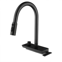 Robinet d'évier de cuisine noir avec affichage de la température avec robinet mitigeur de pulvérisation extractible