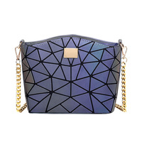 Tas panjang wanita baru dompet clutch berkilau kantung ritsleting tas tangan uang kartu geometris dompet Jalan dengan tali pegangan