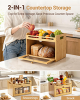Boîte à pain multifonction moderne avec fenêtre en acrylique, grande capacité, aérations arrière et étagère supérieure pour comptoir de cuisine