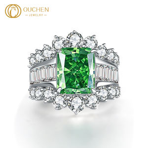 แหวนแต่งงาน/หมั้นเพชรพลอยทรงเหลี่ยม 5A 8A คุณภาพสูง ประดับเพชรซิคอน สำหรับผู้หญิง ดีไซน์หรูหรา จาก OUCHEN Jewelry - Product Image 2