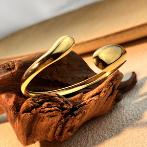 Đơn giản thép không gỉ nước thả hình Cuff Bangles đối với phụ nữ 18K Vàng Punk hình học mở vòng đeo tay trang sức quà tặng (BL150) - Product Image 6