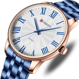 Montre à quartz pour homme minimaliste avec cadran à aiguilles romaines en verre grand format, style décontracté, boîtier en alliage, bracelet en acier inoxydable - Product Image 1